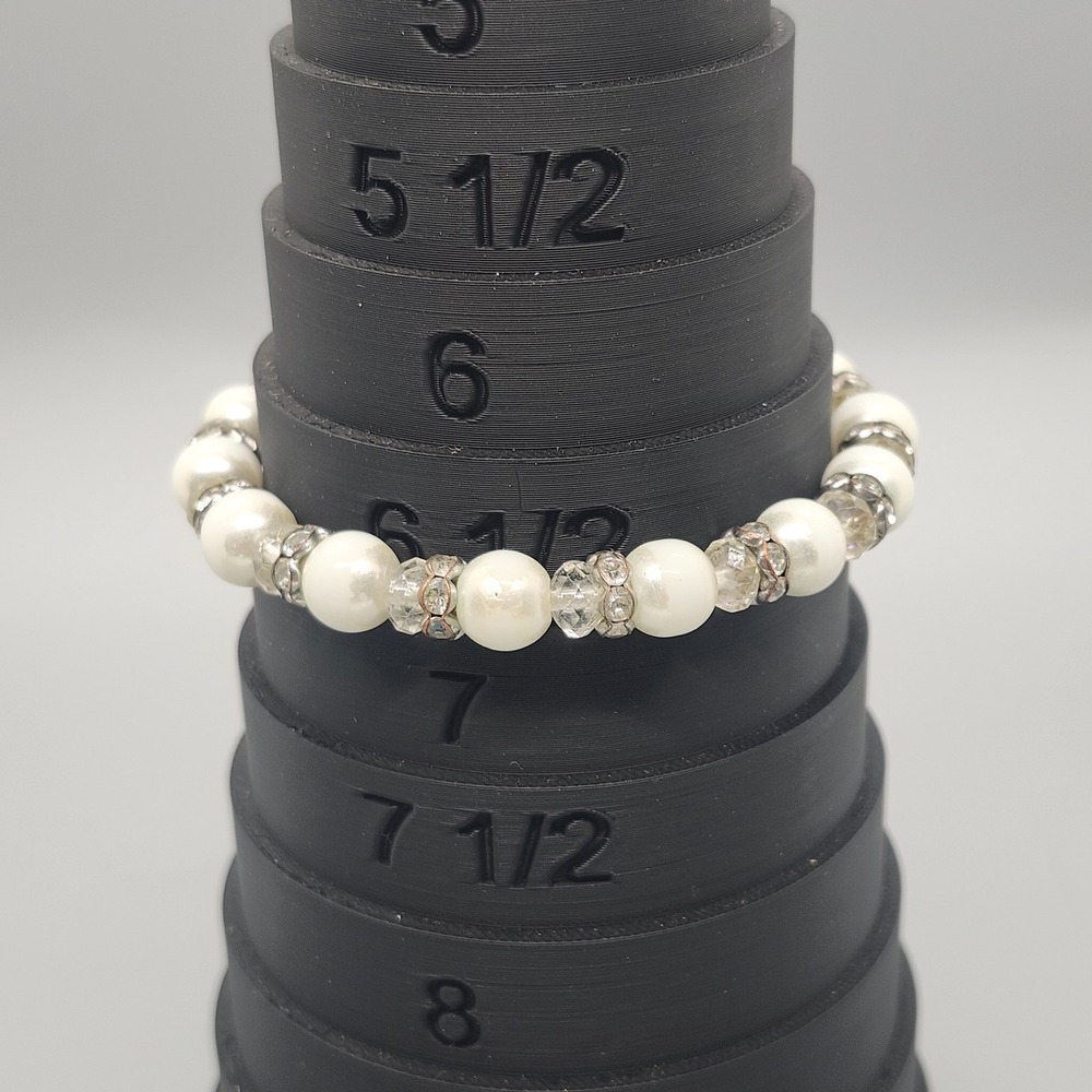 Frosty Stretch Bracelet White Glass and Clear Acrylic Beads Crystal Spacers